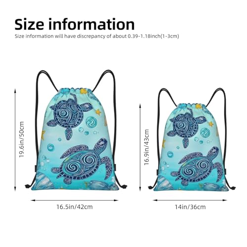 Blue Sea Turtle Drawstring Backpack Lightweight Sports Gym Bag With Adjustable Shoulder Straps For Fitness Yoga Travel Soccer Volleyball Small4