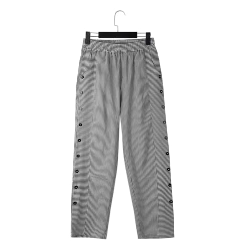 KKONION Women's Linen Pants Gauze Pant : Baggy Sweatpants Side Button Trousers Casual Comfy Work Pantsuit with Pocket3