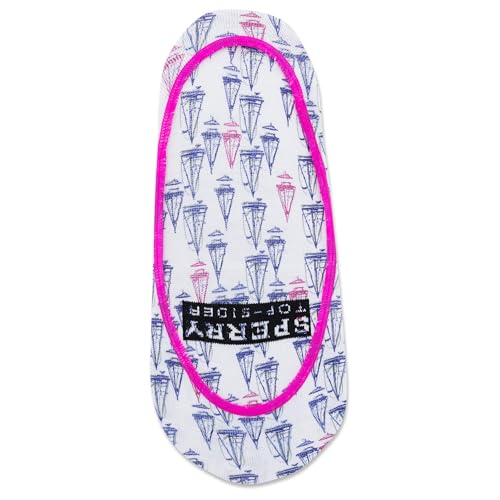 Sperry Women's Sublimation Sailboats Liner 6 Pair Pack, Ivory, Women's Shoe Size 4-10
