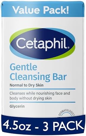 Cetaphil Gentle Cleansing Bar Soap, Sensitive & Dry Skin, 4.5oz, 3ct