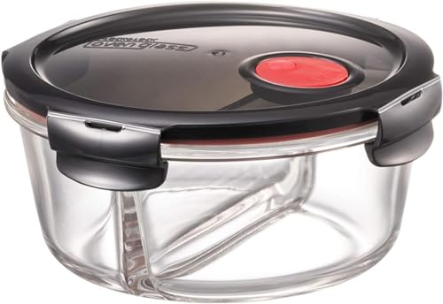Lock & Lock Frischhaltedosen aus Glas – rund – mit Deckel und Einsatz für Backofen, Mikrowelle & zum Einfrieren – 900 ml