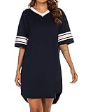 Ekouaer Women's Nightgown, Cotton Novelty Sleepshirts V Neck Short Sleeve Sleep Shirt Loose Comfy...