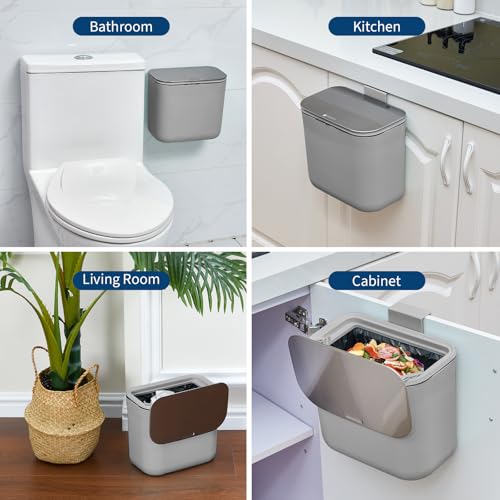 Caneca de basura colgante 7L acero inoxidable con tapa miniatura 6