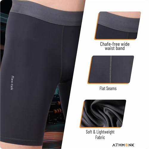 Image of 4-Way Lycra Compression Shorts for Men | Tight Skin Fit, Non Padded | Cycling Running Workout Gym Cricket Football Sports | Tummy Tuck Recovery Muscle Support | Quick Dry Anti-Chafe