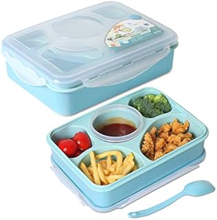 Zazalon Lunch Box, 900ml Bento Box for Students with 5 Compartments, Reusable Dishwasher and Microwave Safe Meal Prep Containers BPA Free Plastic Food Storage Lunch Boxes