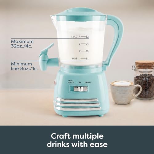 Image of Nostalgia NRHCM32WHT6A Retro 32-Ounce Hot Chocolate, Milk Frother, Cappuccino,Latte Maker and Dispenser
