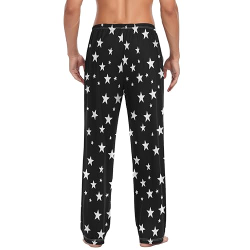 Black White Star Men’s Pajama Bottoms Straight Leg Lounge Pants with Soft Touch Fabric2
