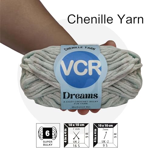 Image of VCR Light Cyan, 100 Grams Hank, 60 Meters Length, Premium Polyester Ball for Crochet and Knitting, Pack of 1 Yarn, Soft and Bulky Fur Suitable for DIY