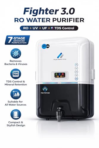 Image of Fighter 3.0 RO Water Purifier with RO+UV+UF+TDS Control | 7-Stage Advanced Purification | Removes Bacteria, Virus & Heavy Metals | Suitable for Borewell, Tanker & Municipal Water | White
