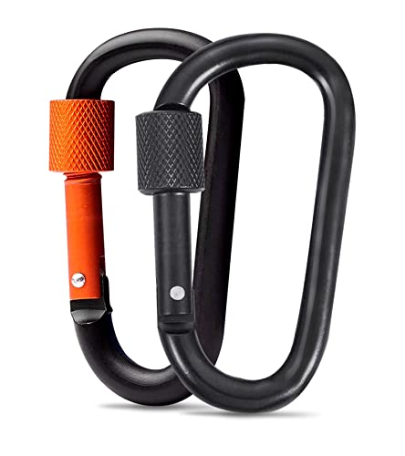 KAXIMON Lot de 2 mousquetons de verrouillage pour chaîne - Petit mousqueton durable - Accessoires de camping pour randonnée, pêche, laisse pour chien (pas pour l'escalade) Cover