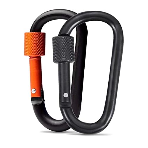 KAXIMON Carabiner Clips Locking for Keys- 2 Pack Small Durable Carabiner Keychain Camping Accessories for Hiking, Fishing (Not for Climbing)