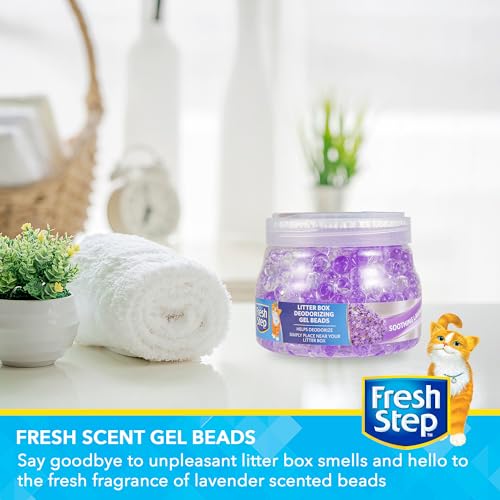 Fresh Step Litter Box Deodorizing Gel Beads, Lavender Scent, 12 Oz | Neutralizes pet odors around litter box, vented lid for continuous fragrance release, soothing scent - image 2