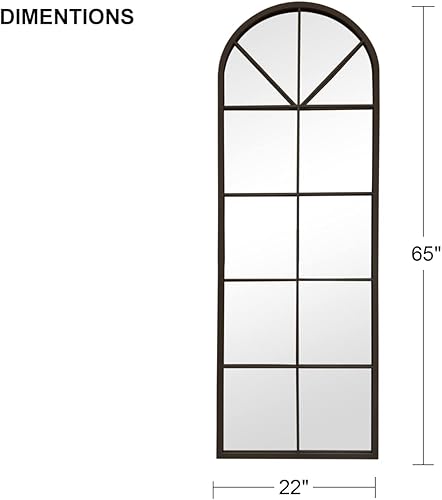 Miniatura 2 de TinyTimes Espejo arqueado de 42 x 24 pulgadas, espejo de pared de ventana, espejos de tocador, marco de metal, espejos de granja con parte superior