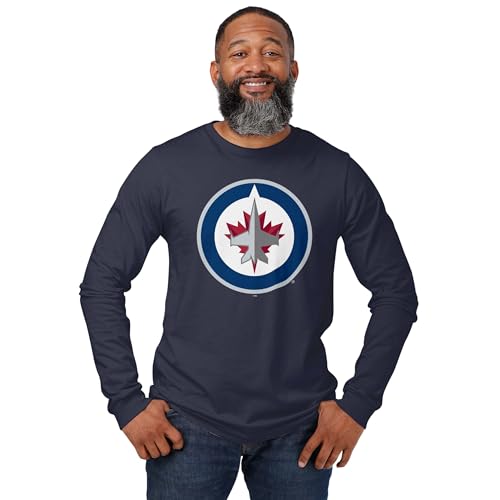 FOCO Winnipeg Jets NHL Mens Primary Logo Long Sleeve T-Shirt - Navy - XL
