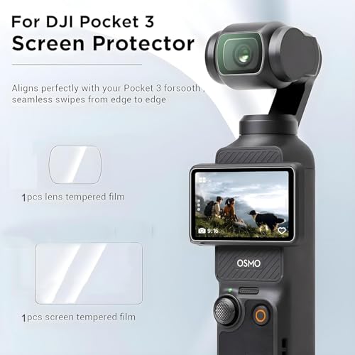 Image of OHAYO Military Strength Screen Protector for Osmo Pocket 3 | 9H Hardness Display & Lens Protection | Ultra Clear HD, Edge-to-Edge Coverage, Scratch Resistant, Bubble-Free Installation | Not Made of Glass, Durable Protective Film with Installation Kit (1 Set Screen + Lens)