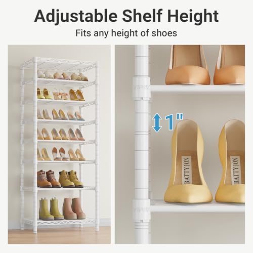 Image of VIPEK S1 Shoe Rack, 8-Tier Metal Durable Shoe Organizer, Heavy Duty Large Capacity Up to 24 Pairs, Adjustable & Detachable Shoe Shelves for Entryway /Bedroom /Closet, Holds Up to 544 lbs, White