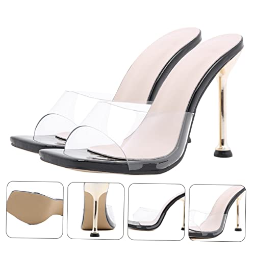 Sandales transparentes compensées pour femme avec talon clair à bout ouvert