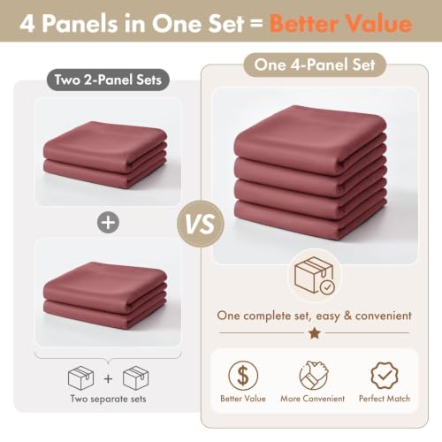 Image of MIULEE 4 Panels Short 45 Inch Blackout Kitchen Window Curtains Dusty Rose | Light Blocking Bedroom Drapes, Room Darkening Thermal Insulation, Rod Pocket Short Curtains Small Windows, Privacy Protection