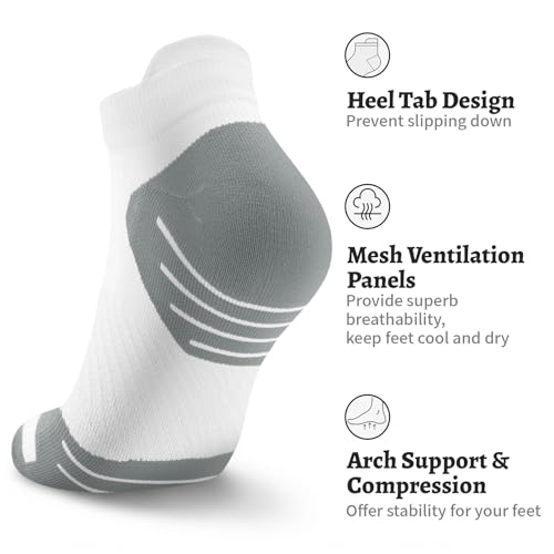 Image of 6 Pairs Compression Socks for Women Ankle Running Socks With Arch Support | Athletic Womens Socks with Heel Tab, Lightweight Cushioned & Breathable for Walking, Running, Workout, Travel, Everyday Wear