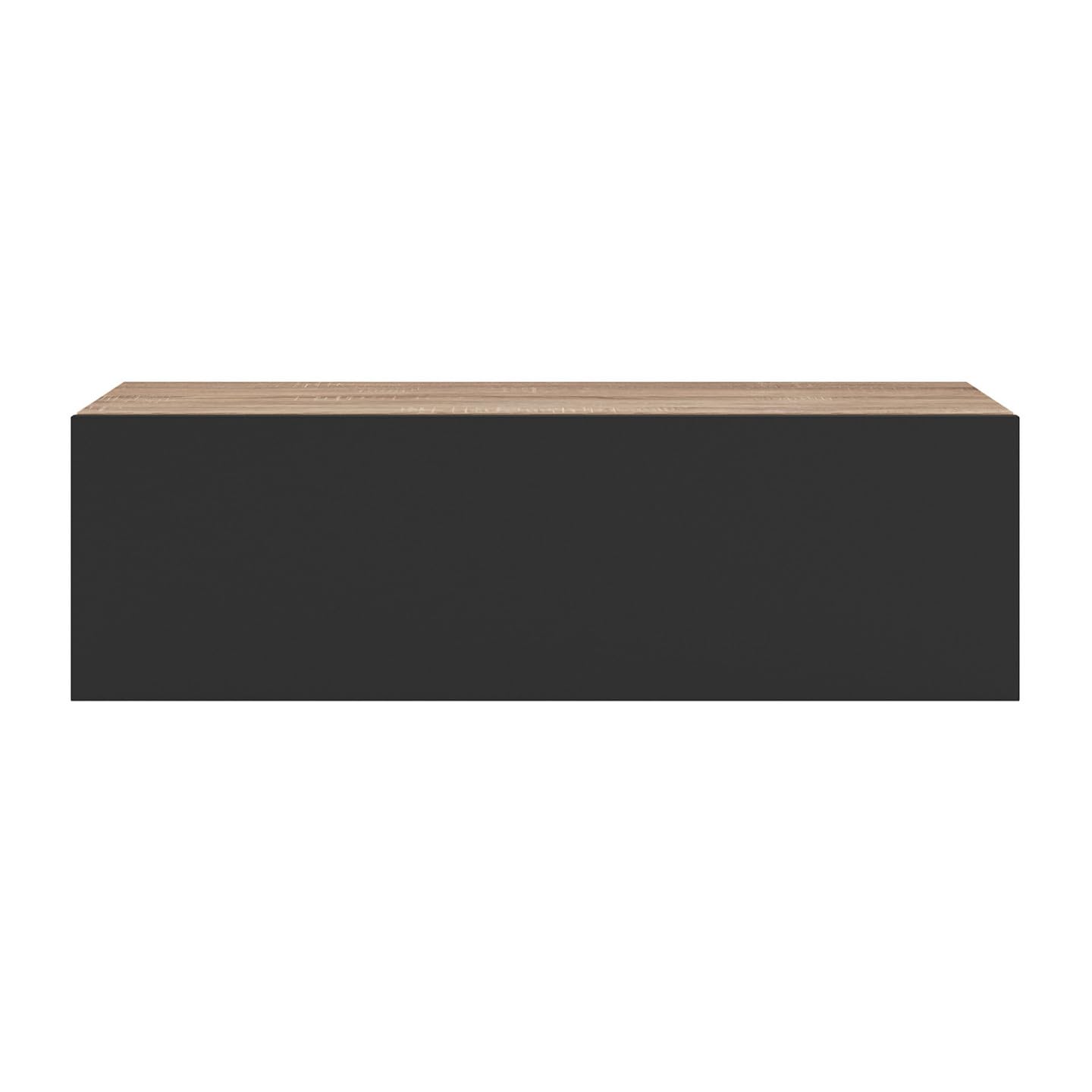 IDMarket - Set aus 2 Hängekonsolen Wandregale ELYOS 1 Tür Holz und Schwarz