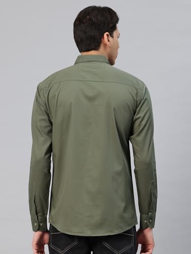 Image of Majestic Man Men's Washed Cotton Twill Casual Shirt -| with Dual Flap Pockets - Slim Fit | Full Sleeve | Casual Wear | Trendy & Comfortable