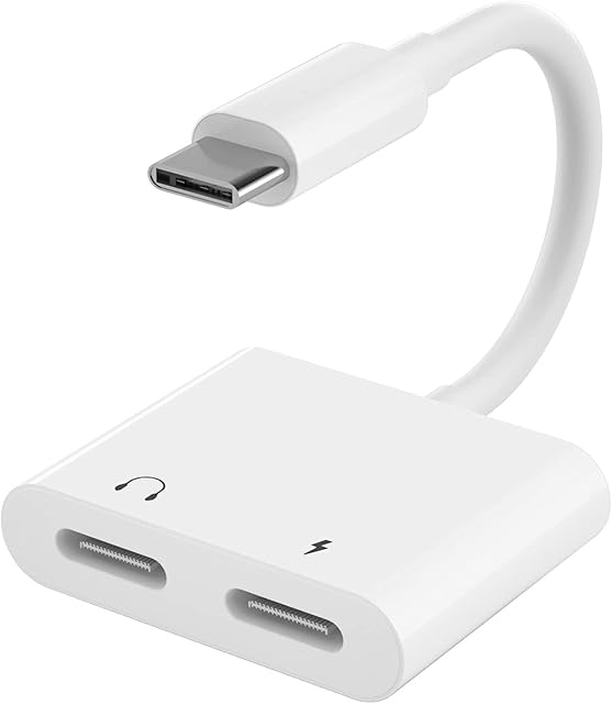 USB C Splitter,2 in 1 USB C to Dual USB C Audio Charge Adapter USB C Headphone Jack Adapter with DAC Chipset and PD Fast Charger for Google Pixel 2/3 XL, Huawei Mate 20 Pro,Pad Pro and More(White)