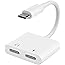 USB C Adapter, 2 in 1 Audio Ladeadapter vom Typ C auf Zwei USB C Kopfhörer Adapter und Schnellladen USB C für Google Pixel 2/
