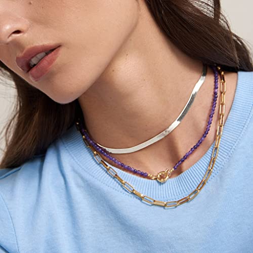 image for DEARMAY Silver Plated Herringbone Necklace for Women Dainty Sterling S