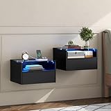 Black Floating Nightstand Set...