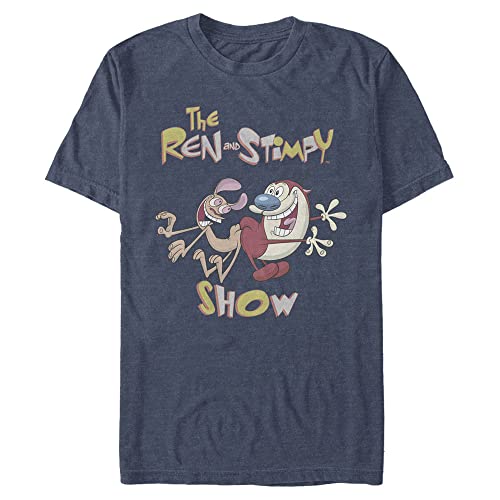 T-shirt Ren and Stimpy homme col rond haut manches courtes L navy