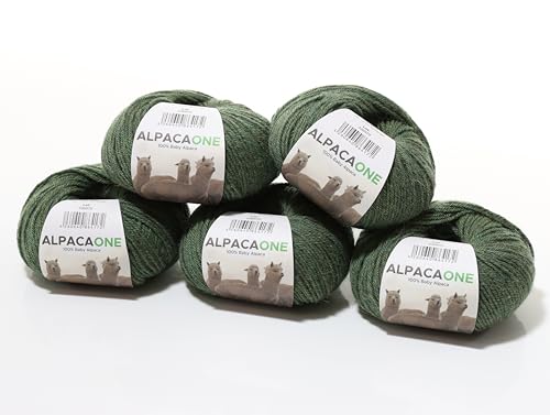 250 Gramm 100% Baby Alpaka Wolle 112m 4-4,5 Nadelstärke Nm 4/9 Strick-Häkel Garn Strickwolle Farbe: Grün Melange