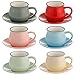 Price comparison product image Porcelain Espresso Cups with Saucers - 108 ml/3.65 oz - Set of 6, Small Coffee Tea Cup 6 Colors