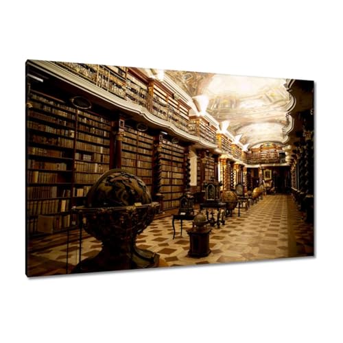 Peinture imprimée sur toile 120x80cm bibliothèque pour déco murale