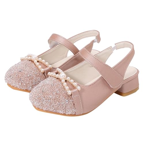 IWIHMIV Girls Dress Shoes Little Girls Heels Sandals Summer Bow Shoes Closed Toe Low Heels Party Sandals for Toddler2