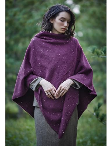 Image of BEAUTELICATE Women Wool Poncho Knitted Tweed Wool Sweater Pullover Pile Collar Cape