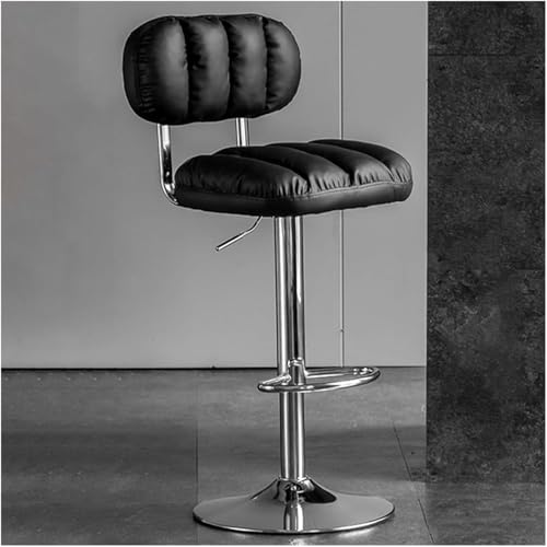 Tabouret de bar pivotant gris en cuir PU réglable avec dossier et accoudoirs confort