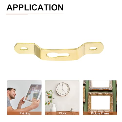 Image of DTGN 49mm x 13mm Keyhole Hanging Plate with Screws - 50Pcs - Good for Hanging Paintings - Picture Frame Hook Photos - Gold