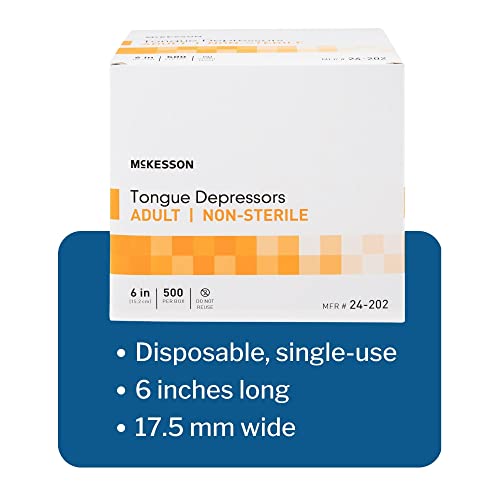 mckesson tongue depressors 5000 count adult size non-sterile wood unflavored splinter-free 6 in - use for medical arts crafts spa - 500 count pack of 10