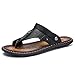 Produktbild Herren Sandalen Herren Hausschuhe Flip-Flop Leder Super Bequeme Outdoor-Strandschuhe Rutschfeste Tragbare Beiläufige Tangasandalen Outdoor Trekking Wanderschuhe (Color : Black, Size : 41)