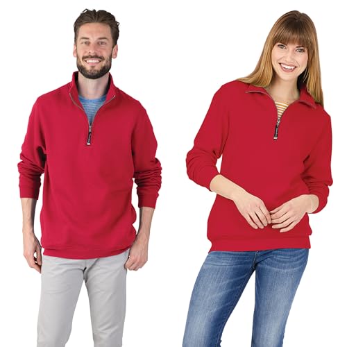Image of Charles River Apparel Unisex Crosswind Quarter Zip Sweatshirt, Soft Cotton Blend Pullover with Pockets