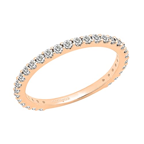 Dazzlingrock Collection Round Lab Created White Sapphire Eternity Style Wedding Band for Women in 10K Solid Gold