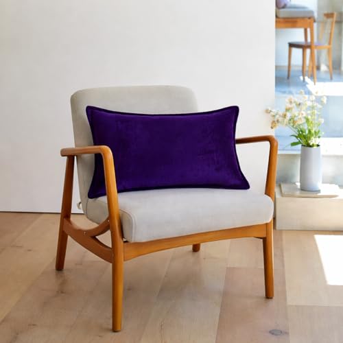 Image of RD TREND Velvet 250 GSM Rectangular 18x 28 Inches Cushion Covers Set of 2 | Throw Pillow Covers for Sofa, Bed & Living Room | Perfect for Home Decor Solid Purple