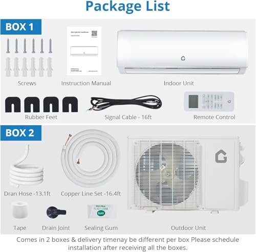 Image of 9000 BTU WiFi Mini Split AC & Heat Pump System, 20 SEER2 208-230V Ductless Air Conditioner for up to 450 Sq.Ft, Alexa Compatible with Installation Kit, White