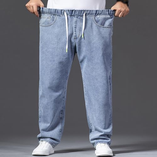 XYGJZ Men's Baggy Jeans Loose Fit Casual Elastic Waist Straight Leg Denim Trousers3