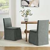 DAYALANE Farmhouse Slipcovered Dining Chairs Set of 2, Modern Upholstered Kitchen & Dining Room Chairs, Comfy Green Accent Armless Side Chair for Reading Room Kitchen Dining Room, Chenille