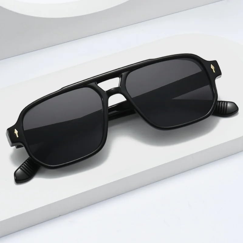 New retro double-bridge square sunglasses2