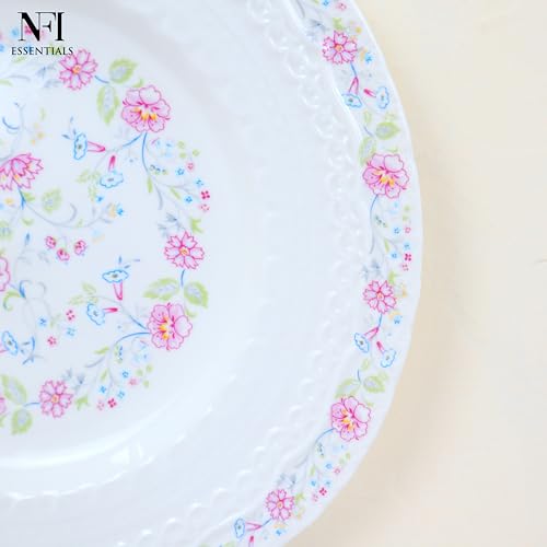 Image of NFI essentials 8 inch Ceramic Quarter Plate with Elegant Blue Floral Design, Premium Serving Plate for Snacks, Desserts, Breakfast & Appetizers, Microwave & Dishwasher Safe