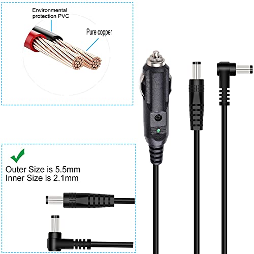 12V-24V Car Adapter 20Awg Dc 5.5Mm X 2.1Mm Male And 90 Degree Dc Male Car Charger Power Cord, Applicable To All Snilax Comfield Back Massage Pads, Buses, And Truck Equipment #TOP5