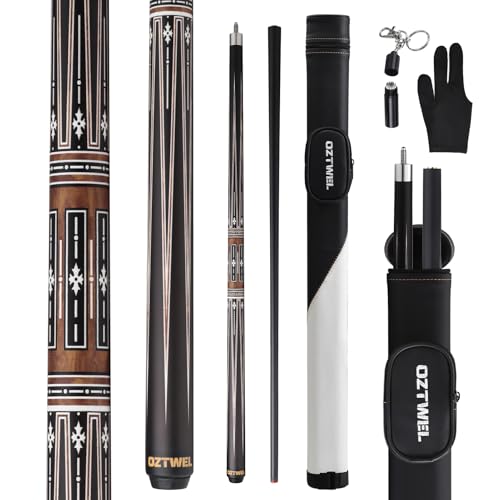 Pool Cue Stick with Case, 12.8mm Glass Fiber Pool Cue Stick, Pool Cue Kit, 58" Professional Pool Cue Set with Gloves, Aerator, 19 Oz (Brown)