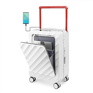 Sea choice Handbagage, koffer met laptopvak, harde schaal, trolley, rolkoffer, USB-oplaadpoort, afsluitbaar voorvak, TSA-slot voor vliegtuigen, 39 liter, wit, Zakelijke reis en reizen